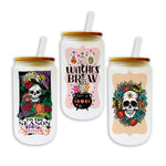 ITEM NUMBER 024797L HALLOWEEN 16 OZ GLASS CAN TUMBLER - STORE SURPLUS NO DISPLAY 6 PIECES PER PACK STORE SURPLUS