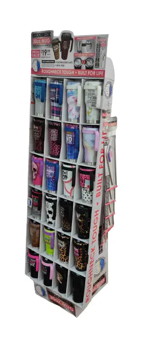 30 oz Insulated Stainless-Steel Cup with Handle Assortment Floor Display - 36 Pieces Per Retail Ready Display 88360 WHOLESALE