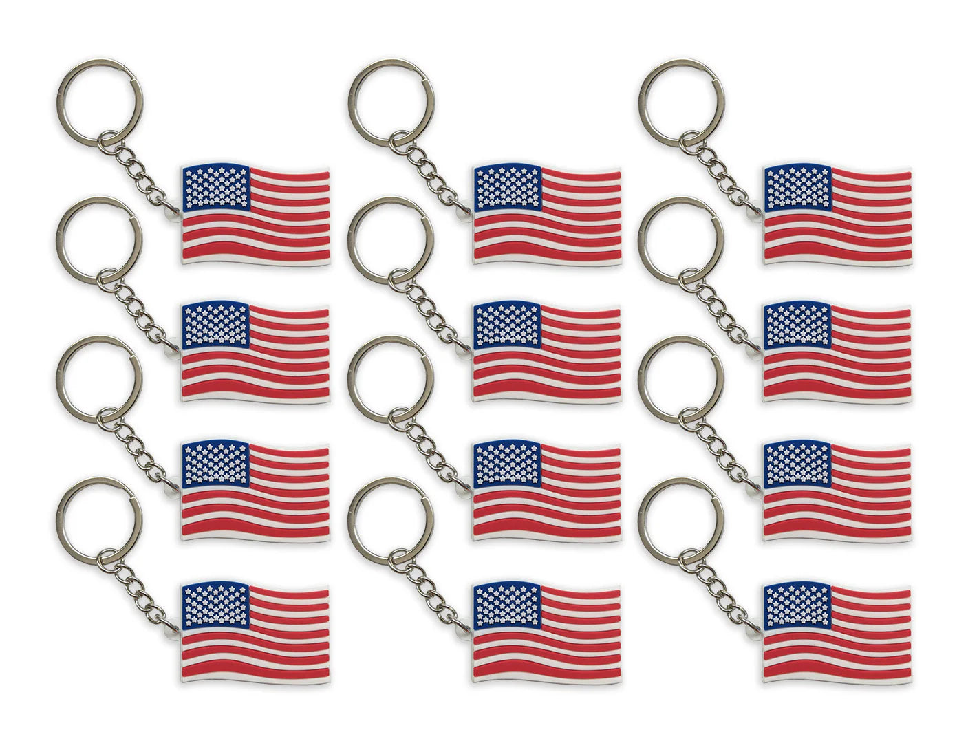 ITEM NUMBER KP4376 AMERICAN FLAG SOFT RUBBER KEYCHAINS  12 PIECES PER BAG