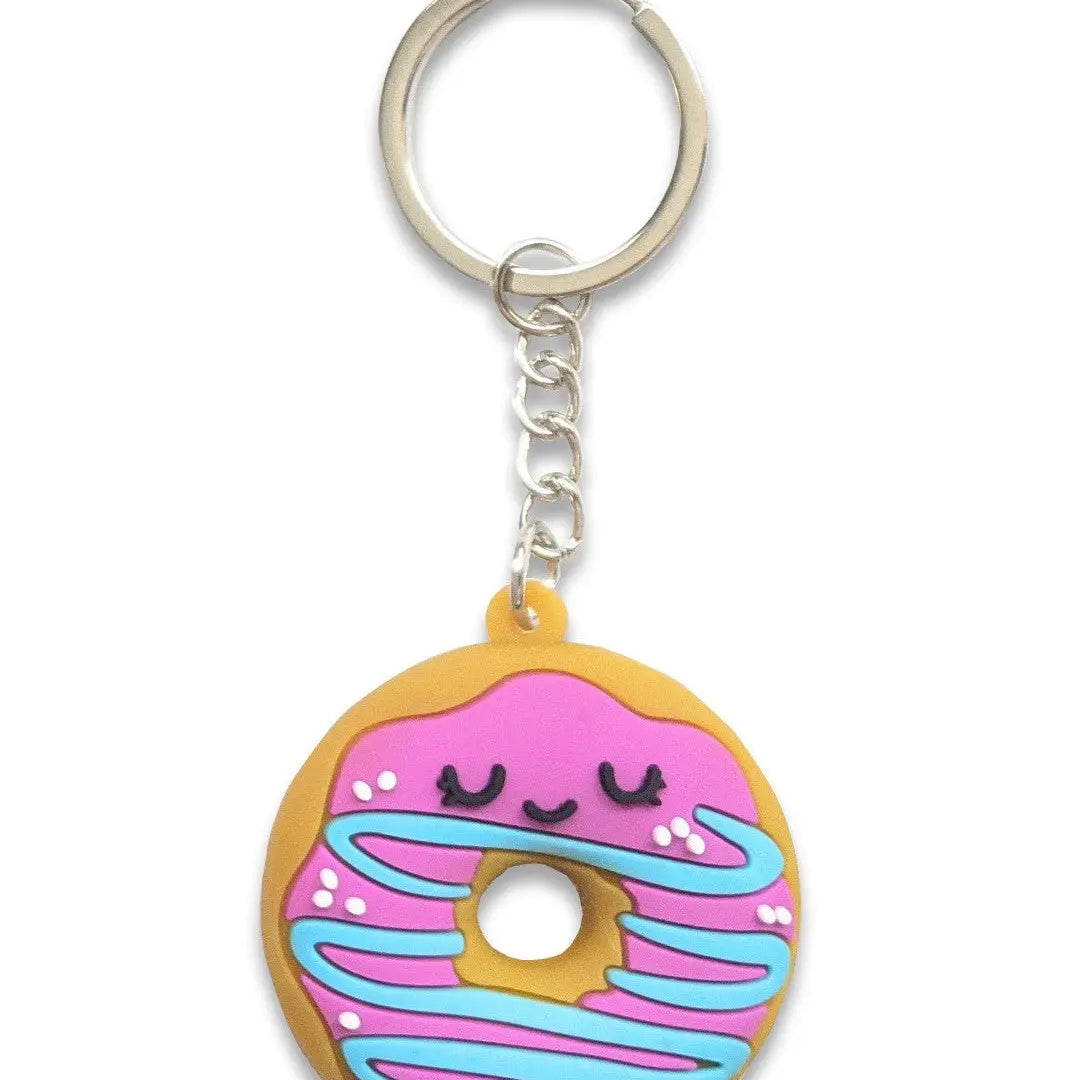 Donut Soft Rubber Keychains - No Display - 1 BG = 12 Pieces Per Pack BULK PRODUCT