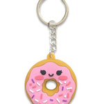 Donut Soft Rubber Keychains - No Display - 1 BG = 12 Pieces Per Pack BULK PRODUCT