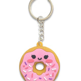 Donut Soft Rubber Keychains - No Display - 1 BG = 12 Pieces Per Pack BULK PRODUCT