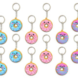 Donut Soft Rubber Keychains - No Display - 1 BG = 12 Pieces Per Pack BULK PRODUCT