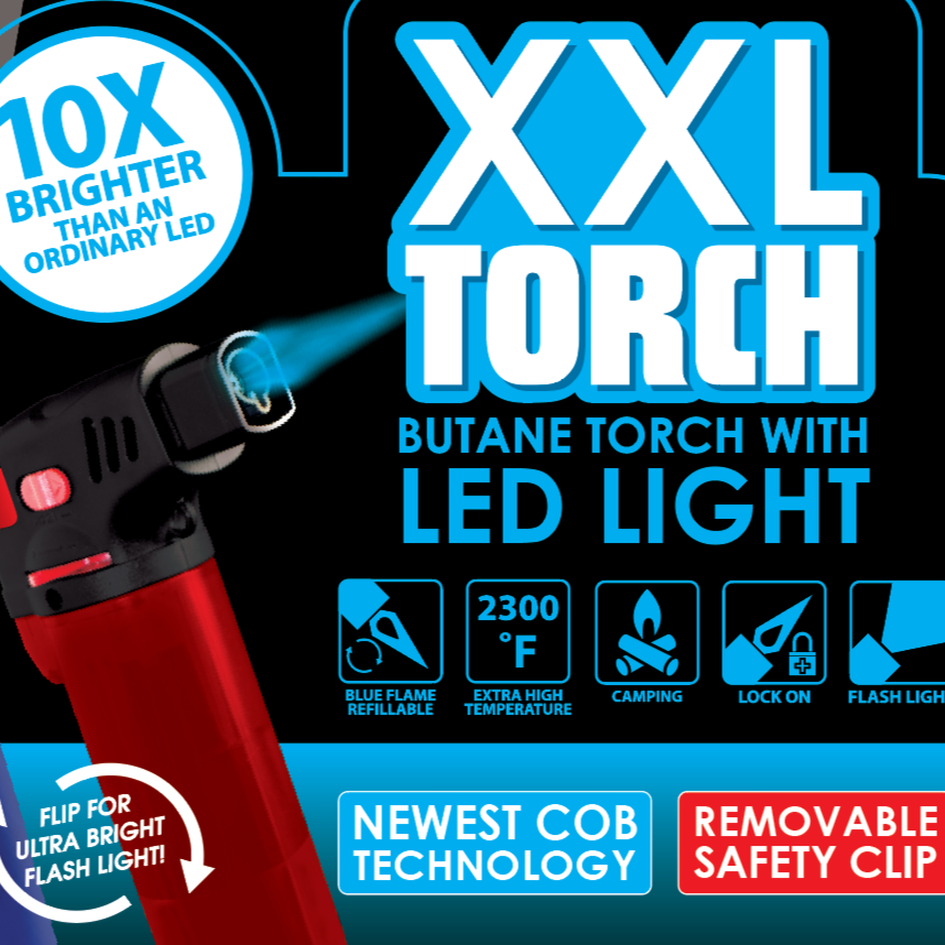 ITEM NUMBER 022225 BUTANE TORCH LED LIGHT 12 PIECES PER DISPLAY