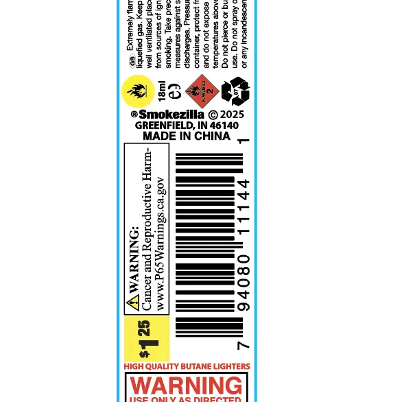 ITEM NUMBER 040311 18ML BUTANE FUEL D 12 PIECES PER DISPLAY WHOLESALE