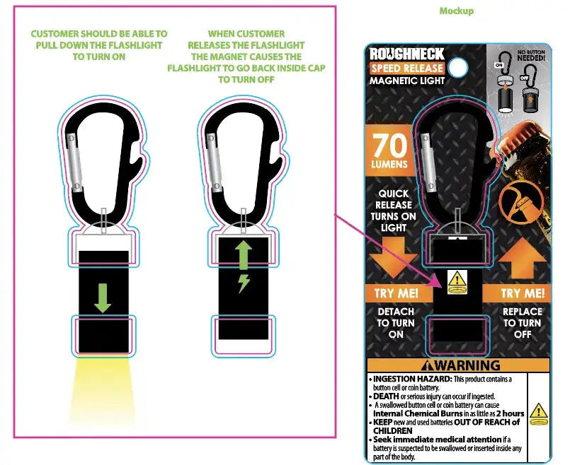 Speed Release Magnetic Light - 6 Pieces Per Retail Ready Display 25323 ROUGHNECK
