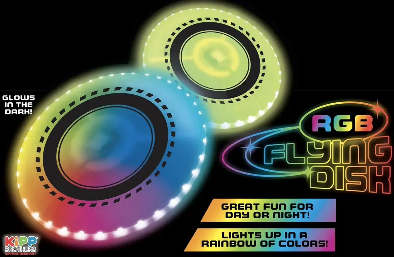 RGB Glow in the Dark Light-Up Flying Disc - 6 Pieces Per Display 25813 KIPP BROTHERS