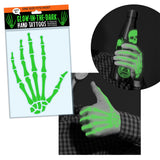 ITEM NUMBER 024801L HALLOWEEN GID SKELETON HAND TATTOO 2 PK - STORE SURPLUS NO DISPLAY 12 PIECES PER PACK