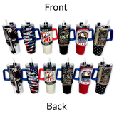 Patriotic 40oz Stainless Steel Cups - Store Surplus No Display - 6 Pieces Per Pack 26593L