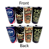 Patriotic 20oz Stainless Steel Cups - Store Surplus No Display - 4 Pieces Per Pack 26590L