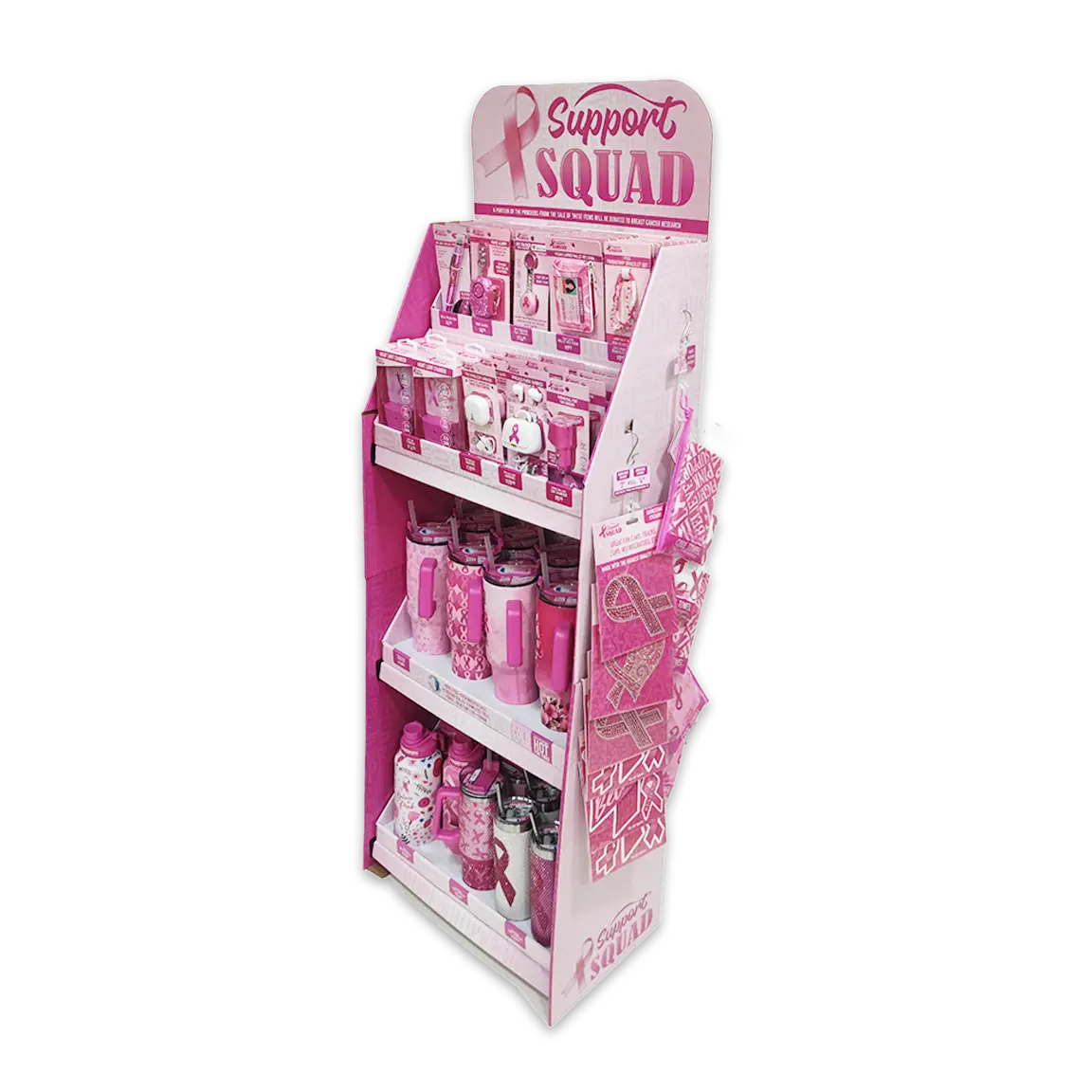 Breast Cancer Awareness Pink Support Squad Assortment Floor Display - 89 Pieces Per Retail Ready Display 88560 WHOLESALE