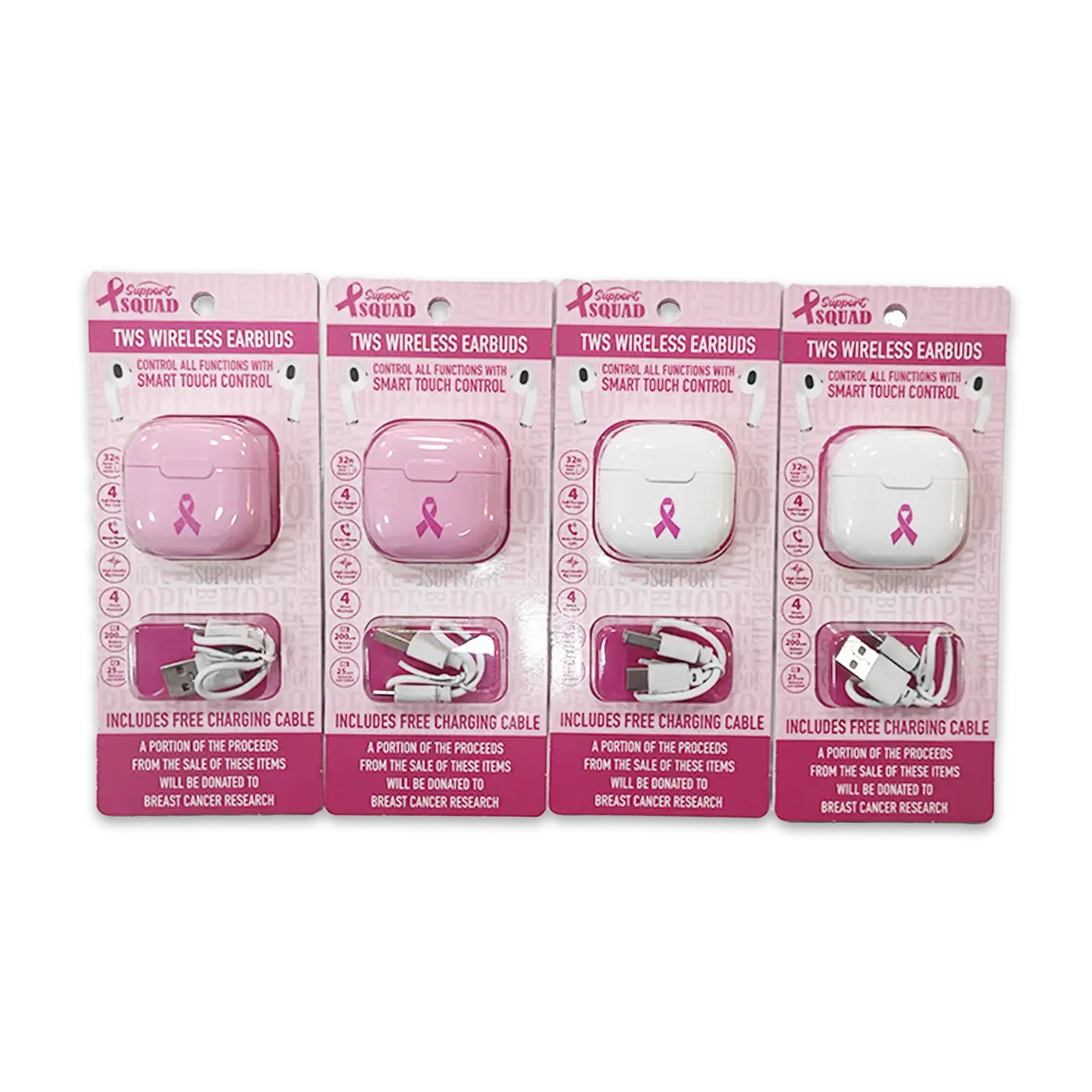 Breast Cancer Awareness Pink Support Squad Assortment Floor Display - 89 Pieces Per Retail Ready Display 88560 WHOLESALE