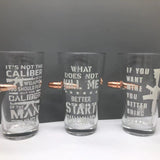 ITEM NUMBER 023151 TACGEAR BULLET PINT GLASS 6 PIECES PER DISPLAY