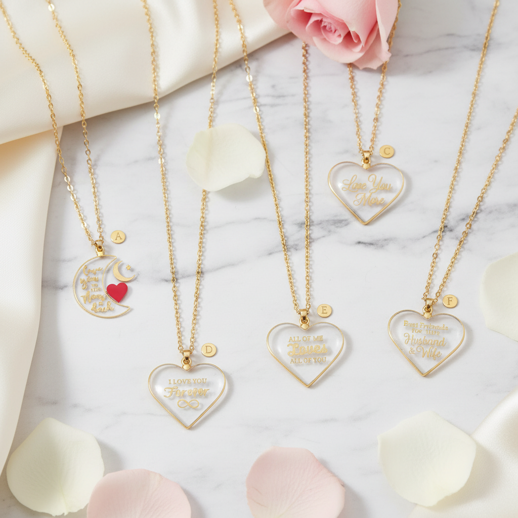 Glass Charm Necklace Flat Lay