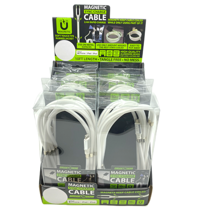 Charging Cable Magnetic Assortment 10FT - 6 Pieces Per Retail Ready Display 88414