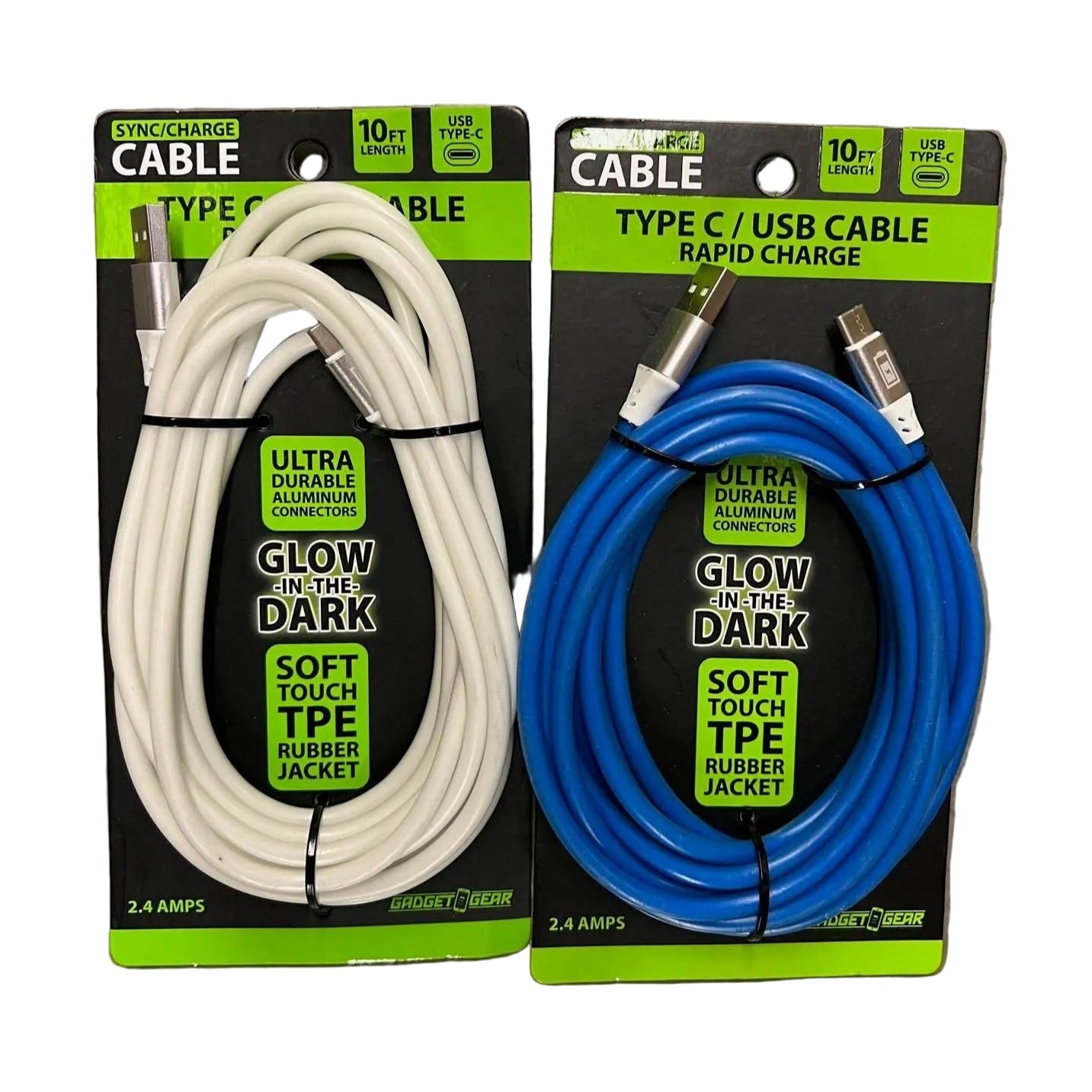 ITEM NUMBER 022422L 10FT GID TPE CABLE USB-C  - STORE SURPLUS NO DISPLAY 2 PIECES PER PACK STORE SURPLUS