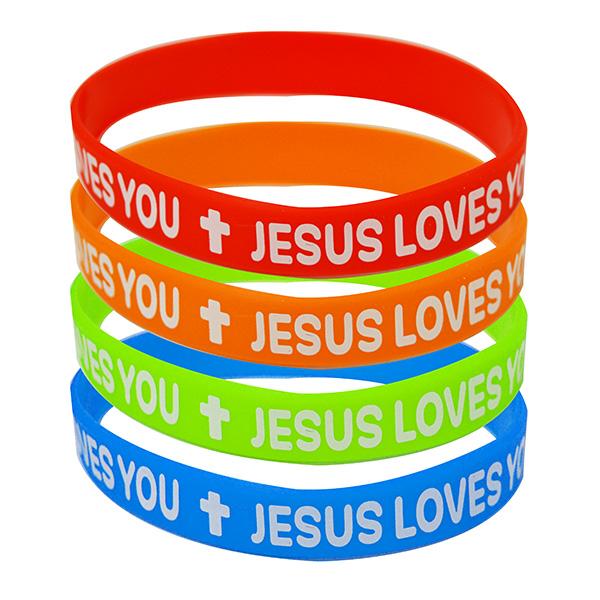 ITEM NUMBER 029165 "Jesus Loves You" Wristbands BG = 12 PCS