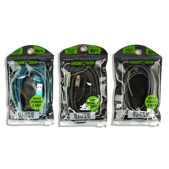 ITEM NUMBER 021571 GG ELITE II 6FT 2A MICRO CABLE 3 PIECES PER PACK WHOLESALE
