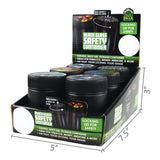 ITEM NUMBER 021722 BLACK GLASS SAFETY JAR B 6 PIECES PER DISPLAY WHOLESALE