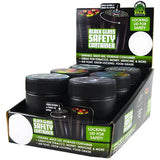 ITEM NUMBER 021722 BLACK GLASS SAFETY JAR B 6 PIECES PER DISPLAY WHOLESALE