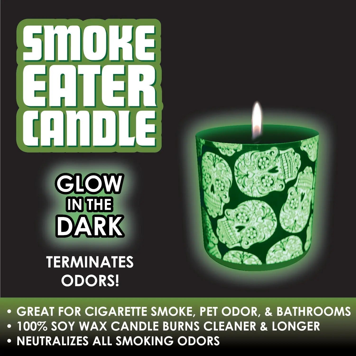 ITEM NUMBER 021873 GLOW in the DARK CANDLE 6 PIECES PER DISPLAY WHOLESALE