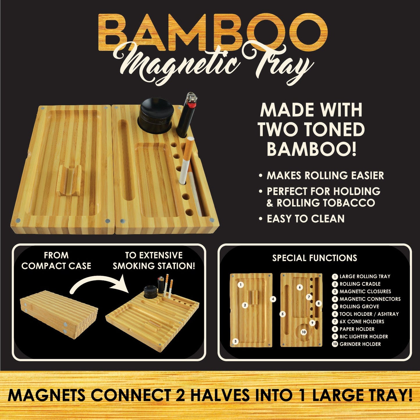 ITEM NUMBER 021917 BAMBOO MAGNETIC TRAY 4 PIECES PER DISPLAY