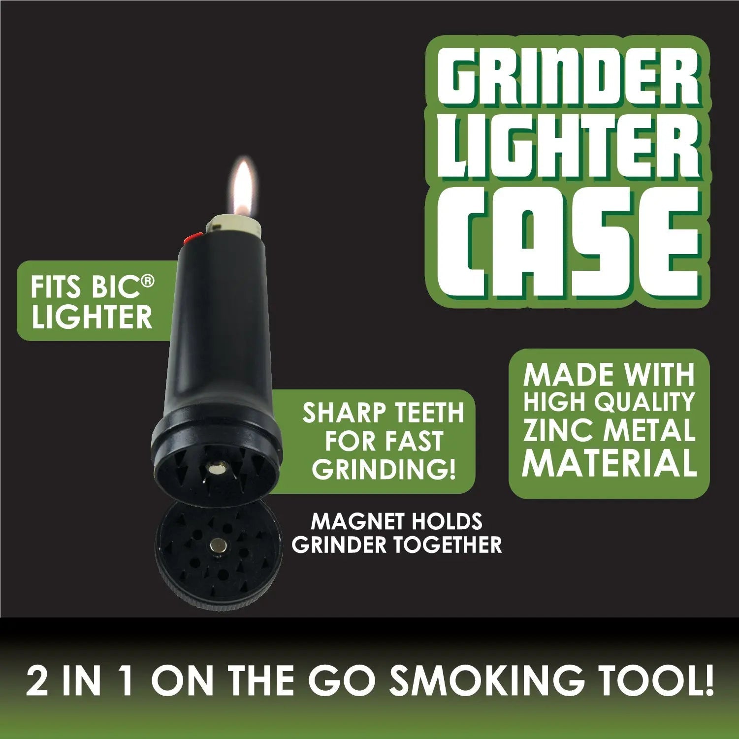 ITEM NUMBER 021943 GRINDER LIGHTER CASE 6 PIECES PER DISPLAY WHOLESALE