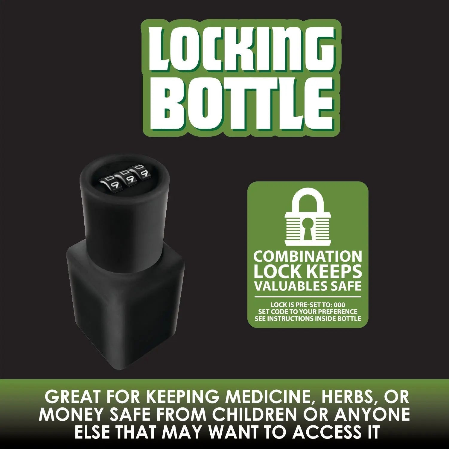 ITEM NUMBER 021950 LOCKING BOTTLE 6 PIECES PER DISPLAY WHOLESALE