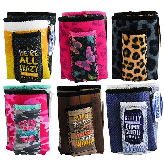 ITEM NUMBER 022035 CAN COOLER CIG POUCH 6 PIECES PER DISPLAY WHOLESALE