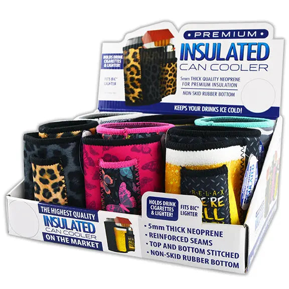 ITEM NUMBER 022035 CAN COOLER CIG POUCH 6 PIECES PER DISPLAY WHOLESALE