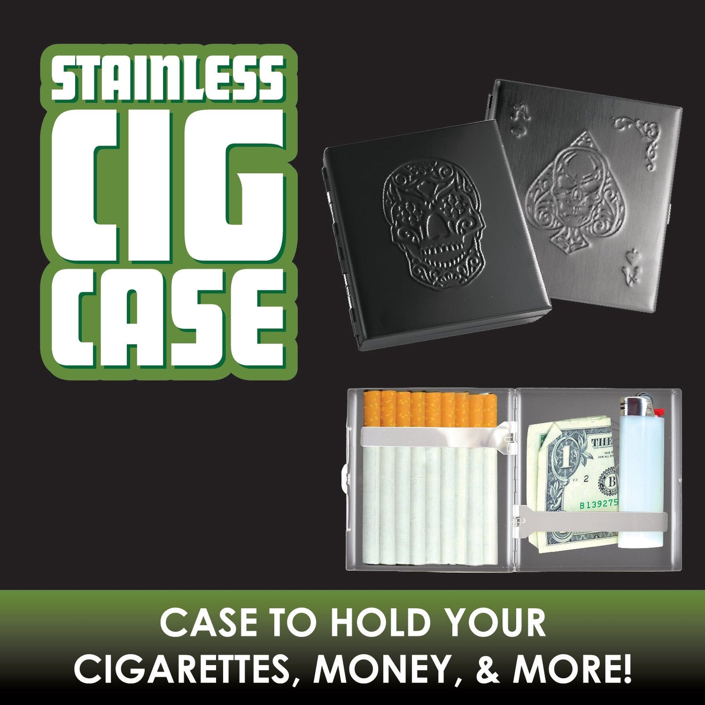 ITEM NUMBER 022076 STAINLESS CIGARETTE CASE 8 PIECES PER DISPLAY