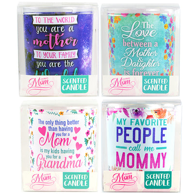 ITEM NUMBER 022105L MOTHERS DAY CANDLE - STORE SURPLUS NO DISPLAY 4 PIECES PER PACK