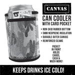ITEM NUMBER 022124 CANVAS CAN COOLER POCKET 6 PIECES PER DISPLAY WHOLESALE
