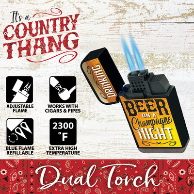 ITEM NUMBER 022177 COUNTRY DUAL TORCH LIGHTER 15 PIECES PER DISPLAY