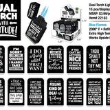 ITEM NUMBER 022183 ATTITUDE DUAL TORCH 15 PIECES PER DISPLAY WHOLESALE