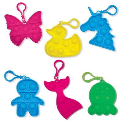 Mini Fidget Pop Backpack Clips in Various Shapes and Sizes
