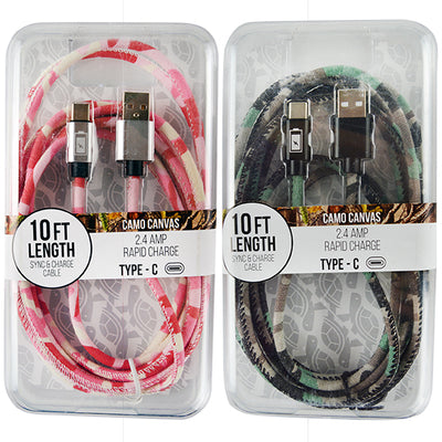 ITEM NUMBER 022293L 10FT CAMO CANVAS TYPE C CABLE  - STORE SURPLUS NO DISPLAY 2 PIECES PER PACK