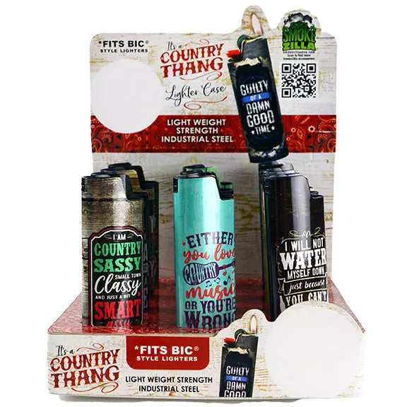 ITEM NUMBER 022344 COUNTRY THANG LIGHTER CASE 12 PIECES PER DISPLAY WHOLESALE