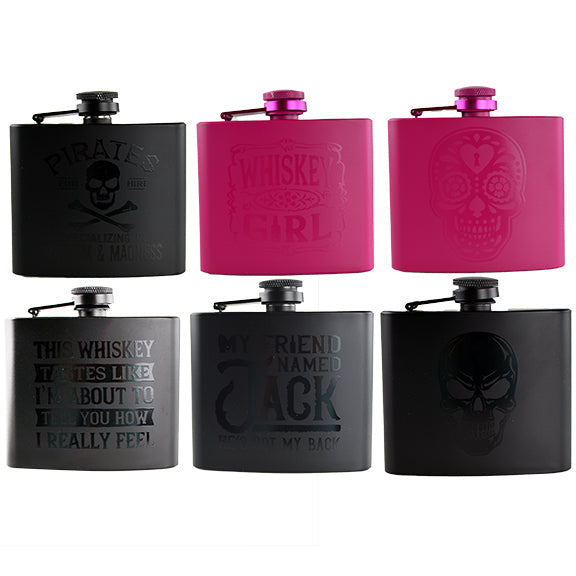 ITEM NUMBER 022425 BLACK FLASK 5 OZ 6 PIECES PER DISPLAY