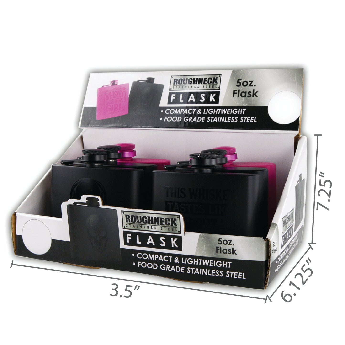 ITEM NUMBER 022425 BLACK FLASK 5 OZ 6 PIECES PER DISPLAY