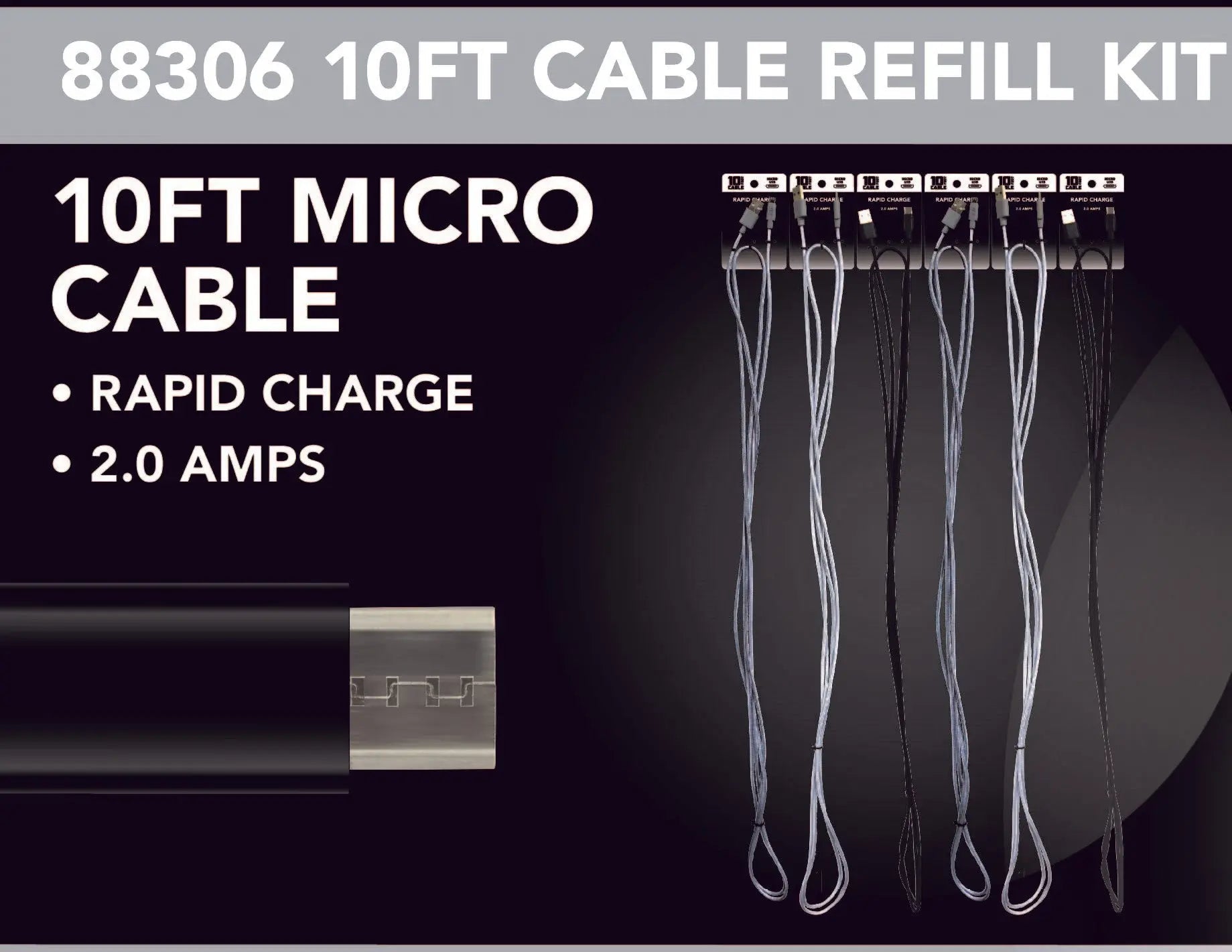 ITEM NUMBER 022483L BASIC 10FT CABLE MICRO - STORE SURPLUS NO DISPLAY 6 PIECES PER PACK STORE SURPLUS