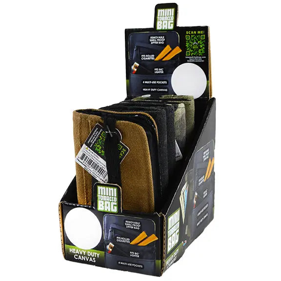 ITEM NUMBER 022540 CANVAS TOBACCO SMALL BAG 6 PIECES PER DISPLAY WHOLESALE