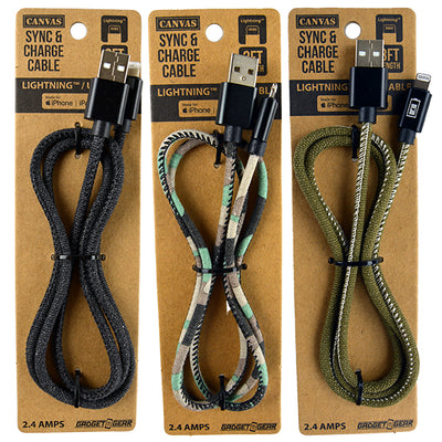 ITEM NUMBER 022641L 3FT CANVAS MFI CABLE  - STORE SURPLUS NO DISPLAY 3 PIECES PER PACK