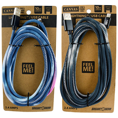 ITEM NUMBER 022729L TIE DYE CANVAS MFI CABLE 10FT - STORE SURPLUS NO DISPLAY 3 PIECES PER PACK