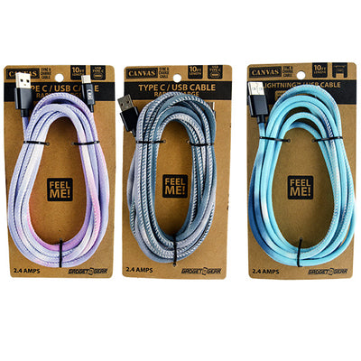 ITEM NUMBER 022730L 10FT TIE DYE CANVAS CABLE TYPE C  - STORE SURPLUS NO DISPLAY 3 PIECES PER PACK