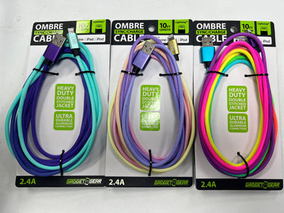 ITEM NUMBER 022735L 10FT COLOR FADE CABLE MFI - STORE SURPLUS NO DISPLAY 3 PIECES PER PACK