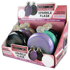 ITEM NUMBER 022772 ROUND SPARKLE FLASK 6 PIECES PER DISPLAY WHOLESALE