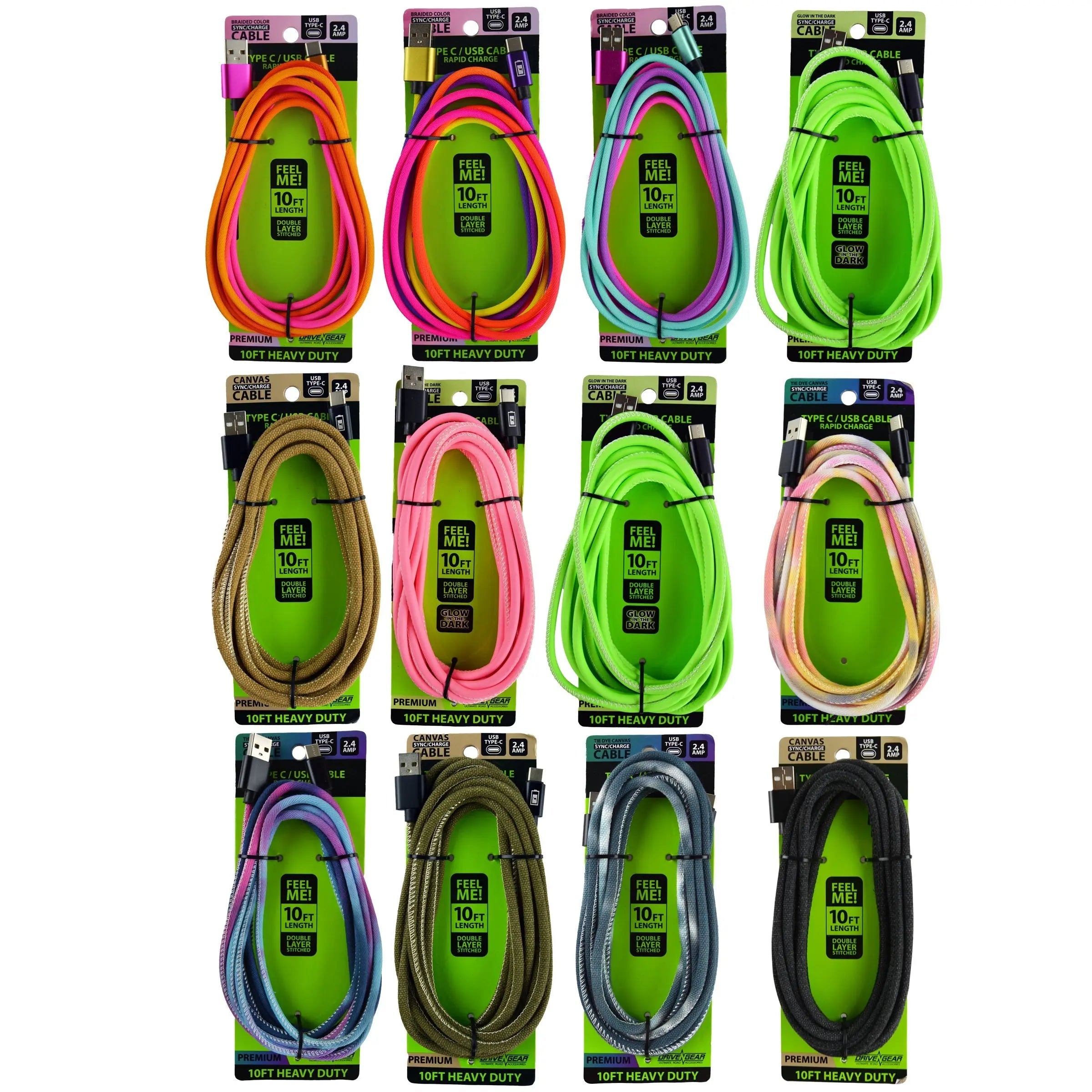 ITEM NUMBER 022782L 10FT PREMIUM CABLE USB-C - STORE SURPLUS NO DISPLAY 12 PIECES PER PACK STORE SURPLUS