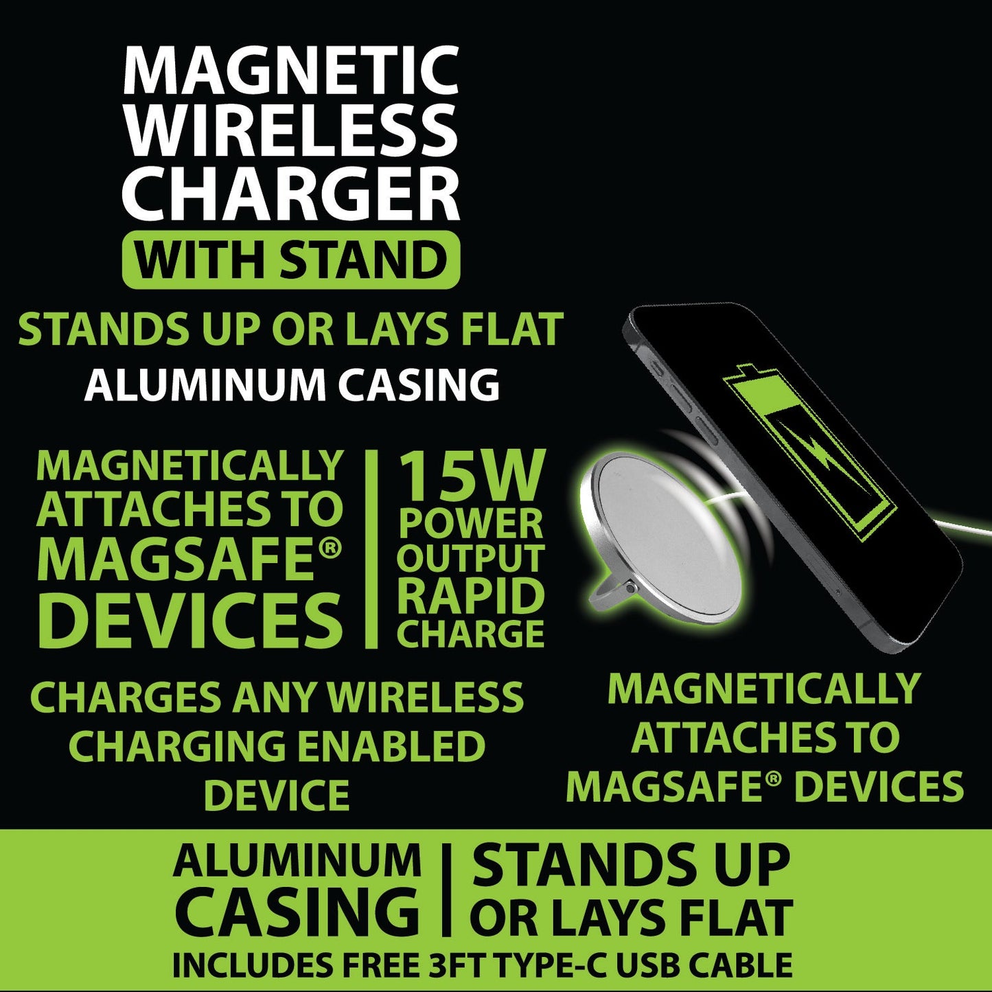 ITEM NUMBER 022790 MAGNETIC WIRELESS CHARGING STAND 6 PIECES PER DISPLAY