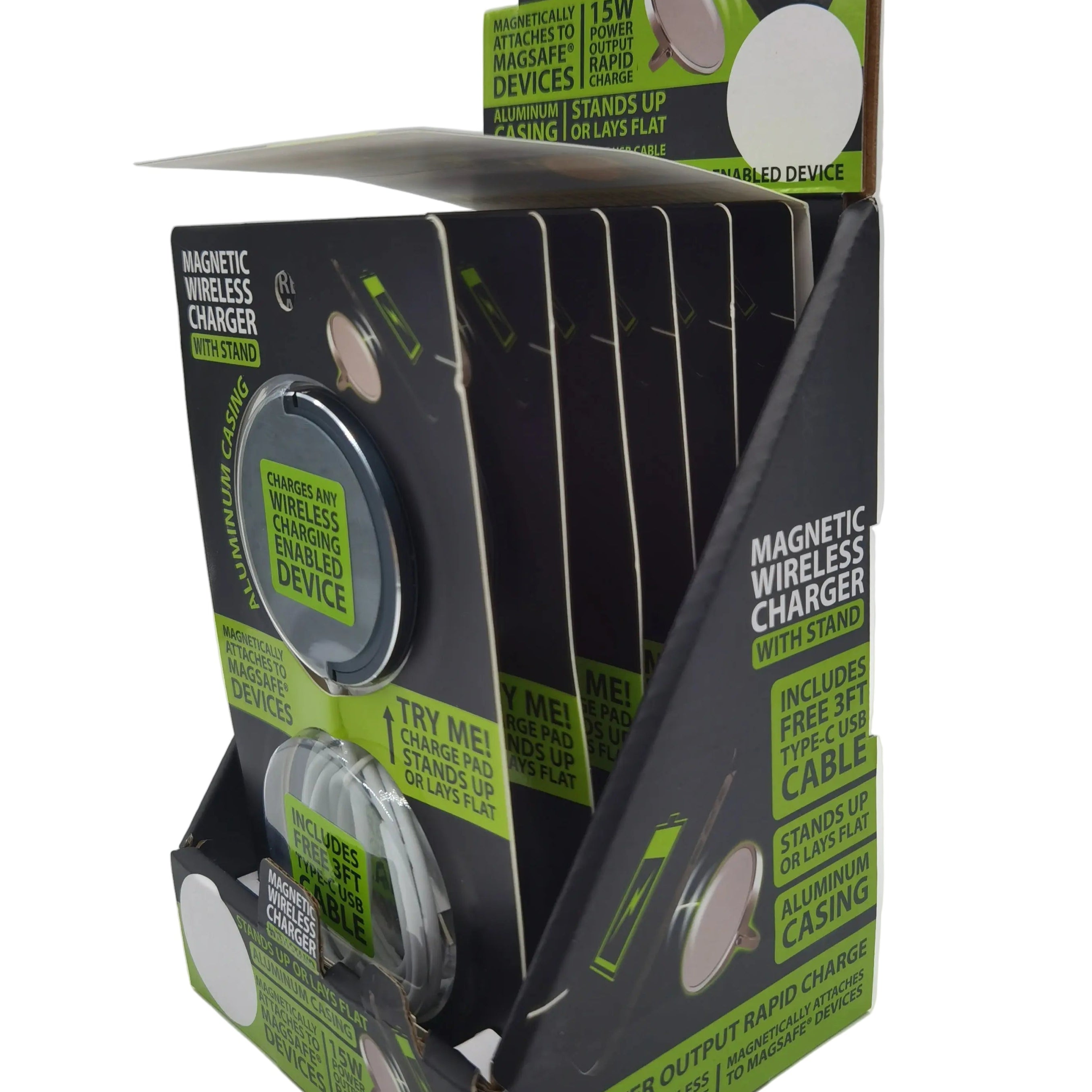 ITEM NUMBER 022790 MAGNETIC WIRELESS CHARGING STAND 6 PIECES PER DISPLAY WHOLESALE